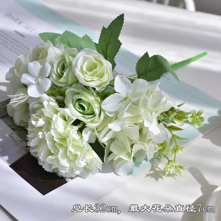 Rustic Faux Carnation and Hydrangea Wedding Bouquet Decor