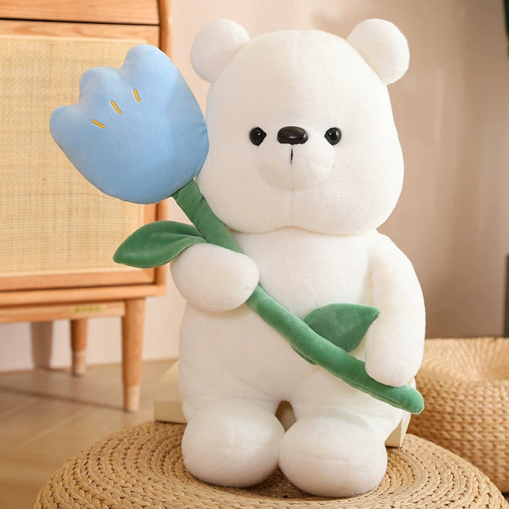 White Bear with Tulip Flower 30cm is a delightful addition to your valentine flowers collection.