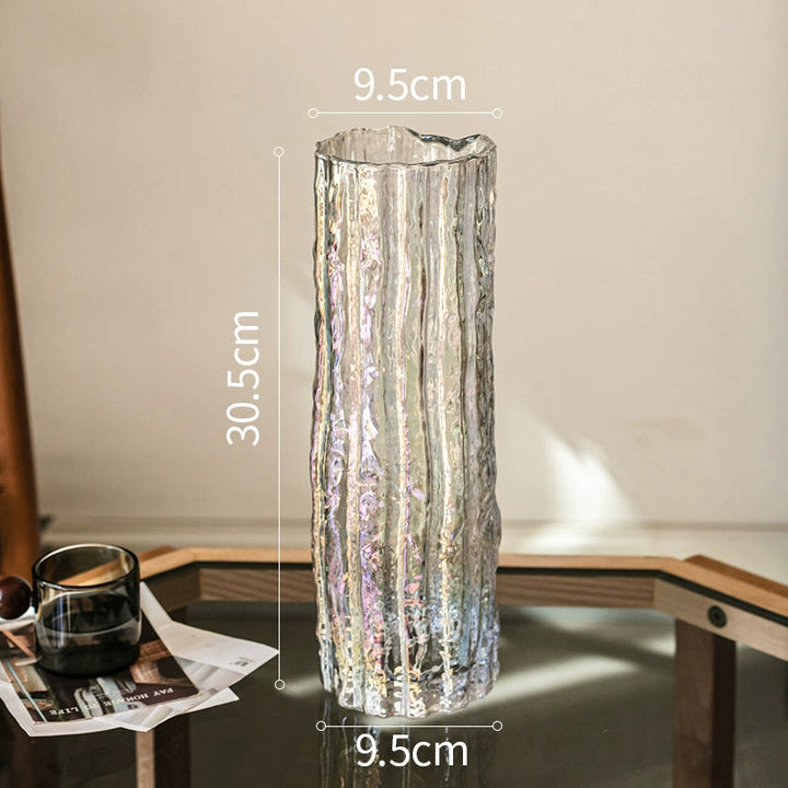 Glacier Textured Transparent Glass Vase