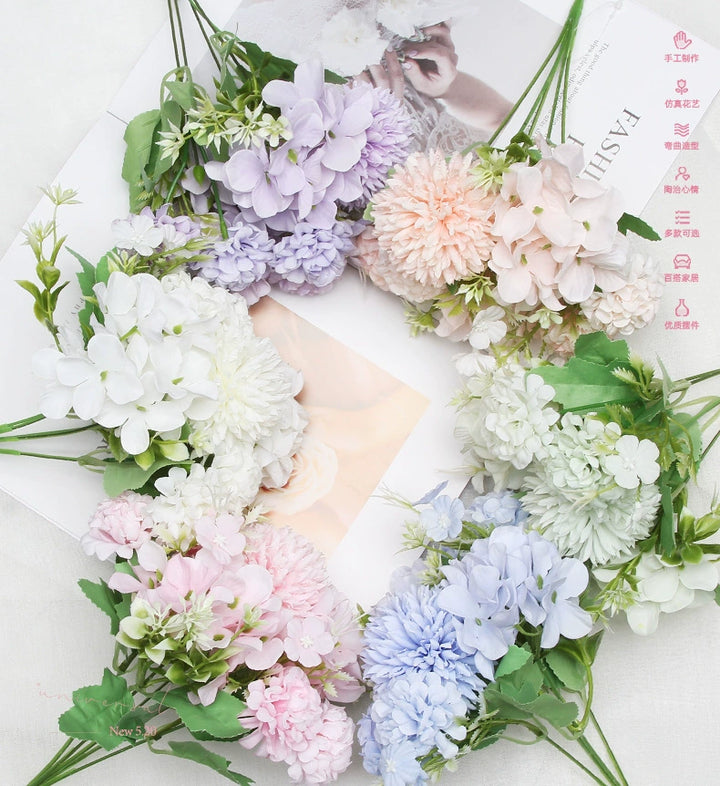 Rustic Faux Carnation and Hydrangea Wedding Bouquet Decor