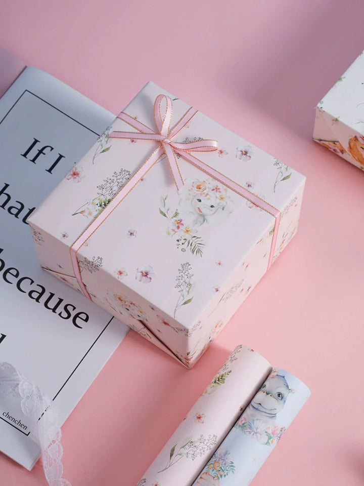 Premium quality gift wrap for flowers with playful animal illustrations.