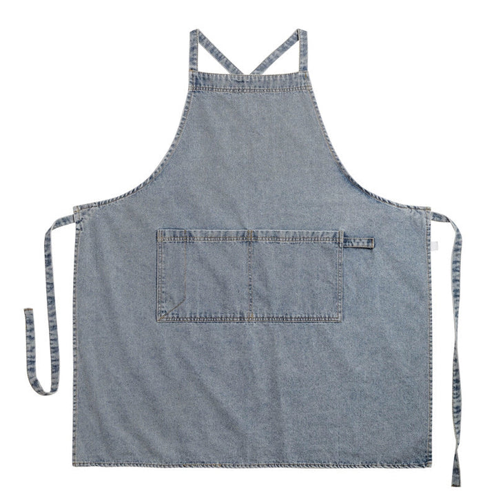 Distressed Denim Florist Apron with Pockets