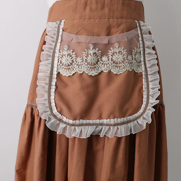 Vintage Lace Trim Summer Apron for Women