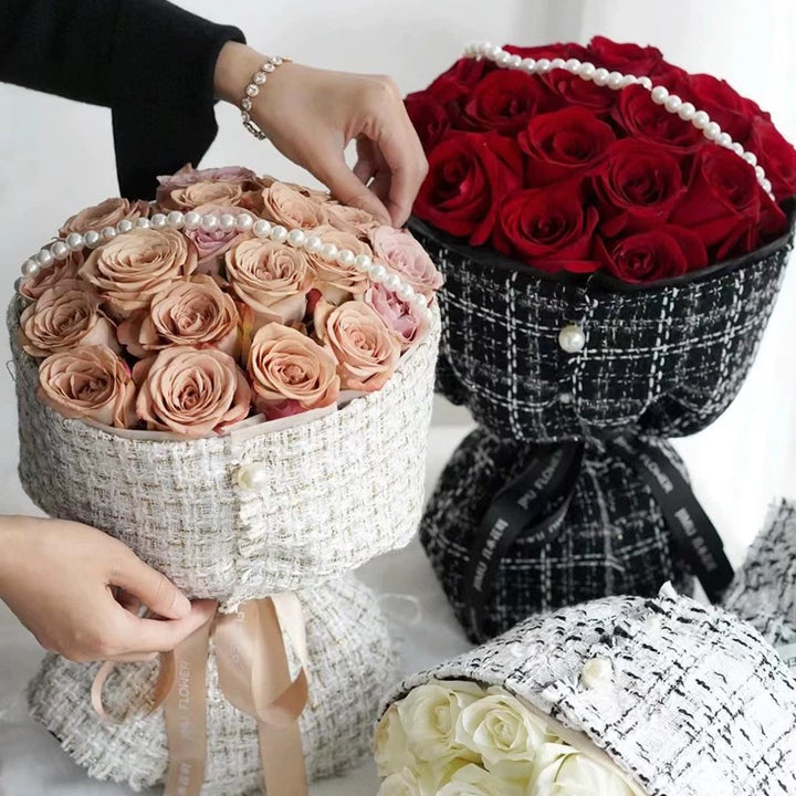 Chanel-Inspired Cotton Fabric Flower Wrapping Material