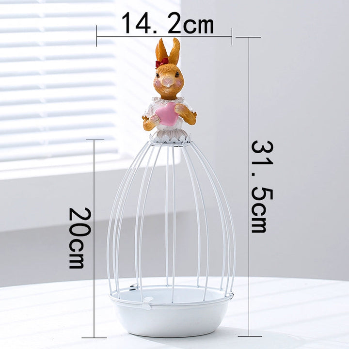 Cute Rabbit Iron Birdcage Succulent Planter Pot