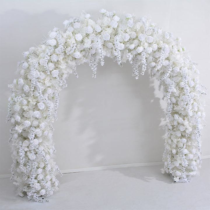 Flowers Arch Set Blossom White Roses for Wedding Event Decoration Proposal Decor