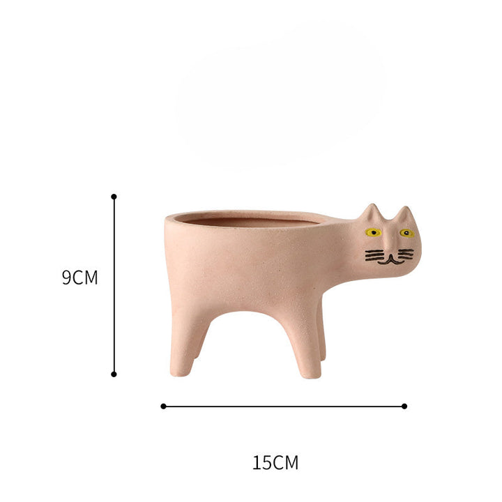 Cute Cat Ceramic Cactus Succulent Pot