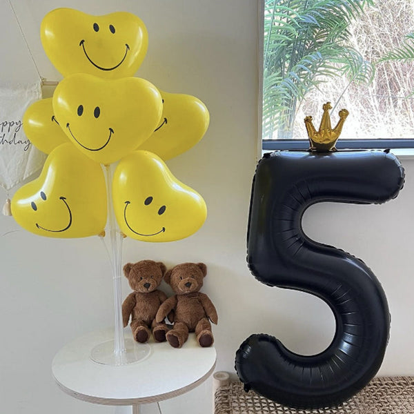 40 Inch Black Number Balloon with Gold Crown