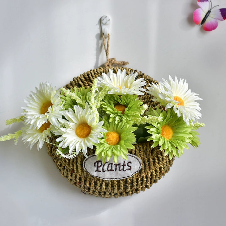 Rustic Wall Hanging Basket with Faux Lavender Flowers for Indoor Décor