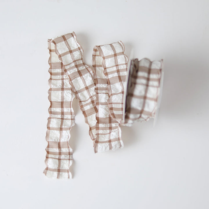 Pleated Plaid Fabric Ribbon Roll (4cmx10Yd)