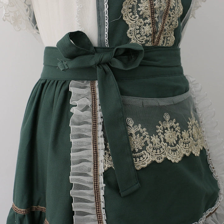 Vintage Lace Trim Summer Apron for Women