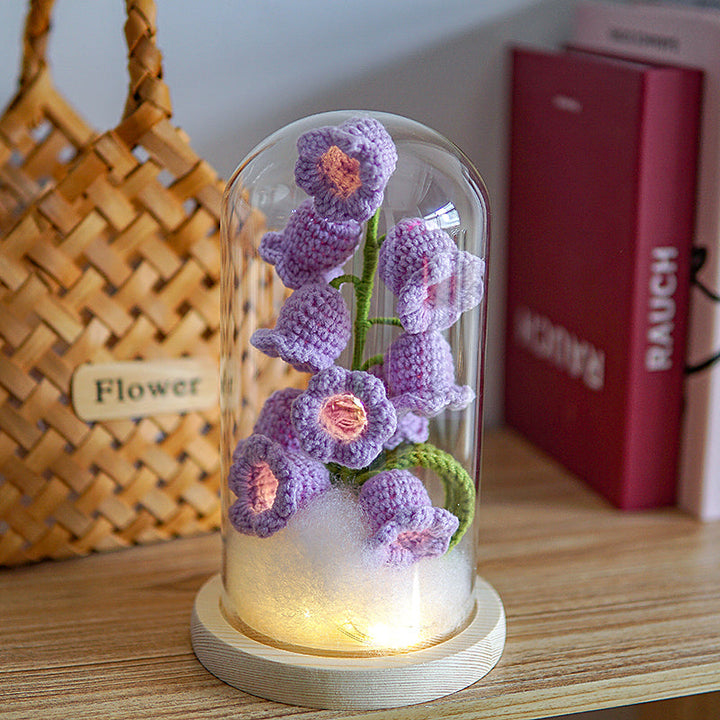 Crocheted Orchid LED Lamp with Glass Cover Unique Gift