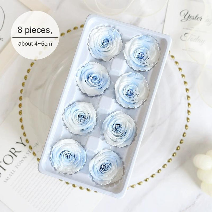 Premium Preserved Blue-White Rose for Floral Arrangements - 2-6cm