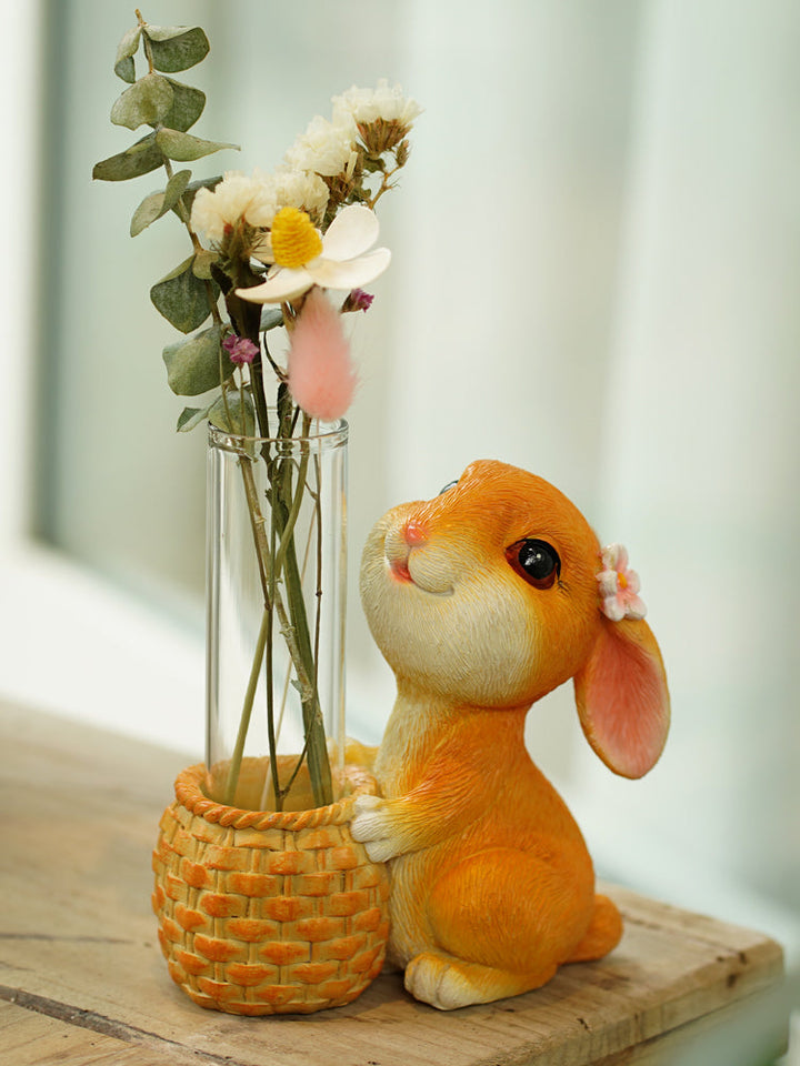 Resin Rabbit Glass Test Tube Vase