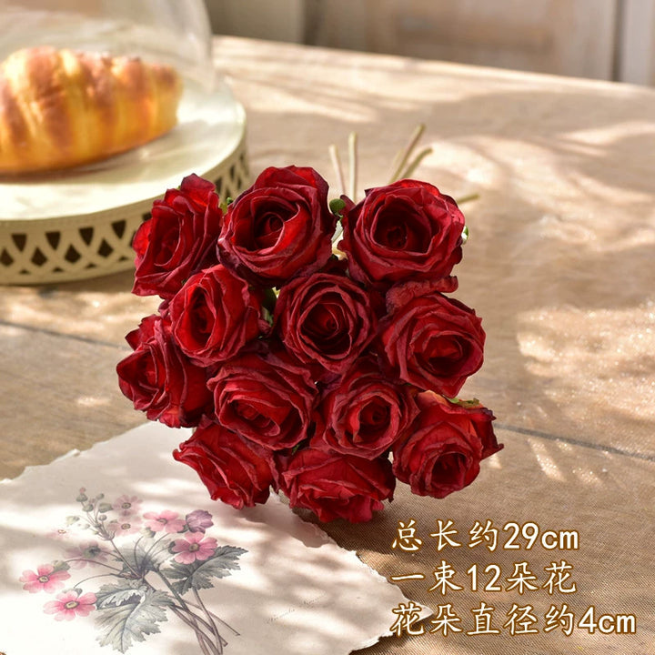 Vintage Terracotta Burnt Orange Mini Rose Bouquet for Wedding and Home Décor