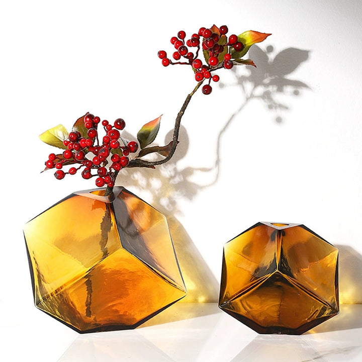 Brown Glass Cubed Art Vase