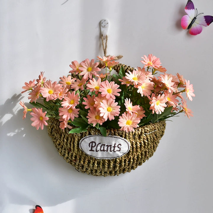 Rustic Wall Hanging Basket with Faux Lavender Flowers for Indoor Décor