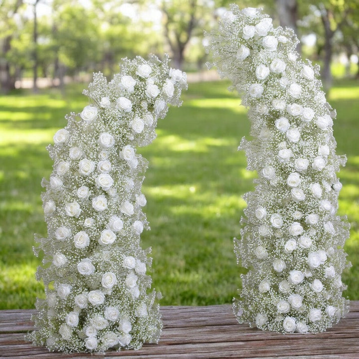 Baby's Breath White Floral Wedding Arch Artificial Horn Floral Event Proposal Wedding Decoration