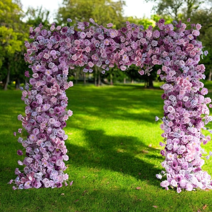 7D 8x8ft Purple Rose Floral Wedding Arch Set Fabric Backdrop Floral Wall Proposal Wedding Party Decor