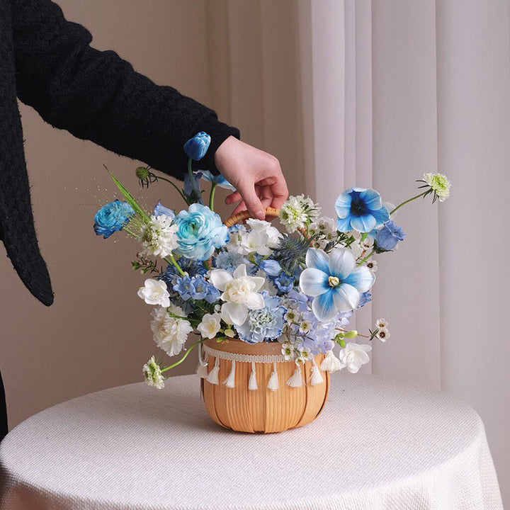 Rattan Flower Basket with Tassels