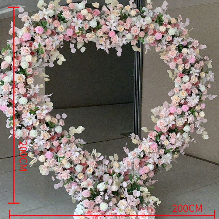 Flower Arch Roses Heart Shaped Floral Set Backdrop Proposal Wedding Party Decor