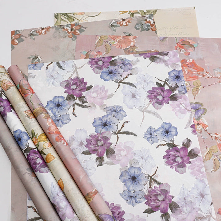 Blooming Blossoms Floral Wrap Paper Pack 20 (38x52cm)