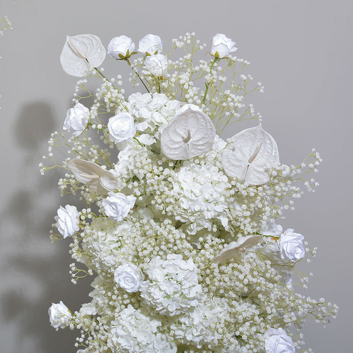 Flower Arch White Baby's Breath Hydrangea Rose Artificial Floral Event Proposal Wedding Decoration