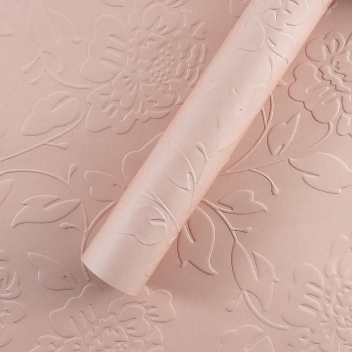 Embossed Rose Texture Waterproof Floral Wrapping Paper – 17 Sheets