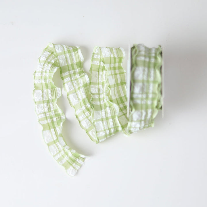 Pleated Plaid Fabric Ribbon Roll (4cmx10Yd)