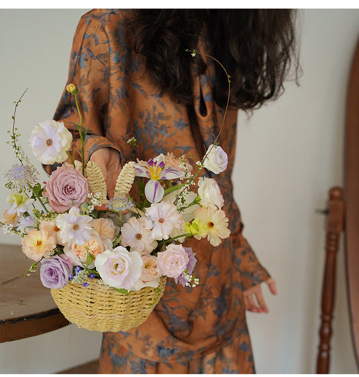 Rattan Rabbit Basket for Flower Arrangement