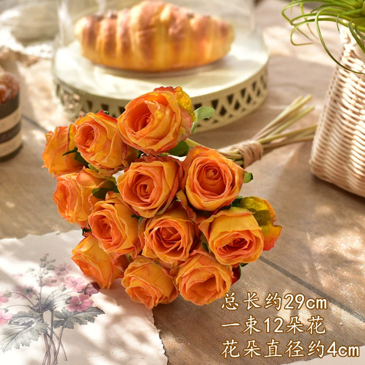 Vintage Terracotta Burnt Orange Mini Rose Bouquet for Wedding and Home Décor