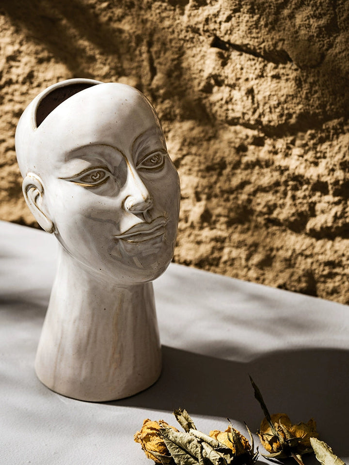 Artistic Human Face Modern Ceramic Vase