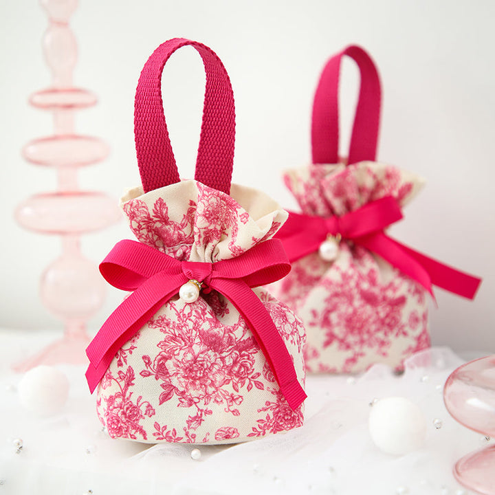 Floral Cotton Drawstring Gift Bag Pack 20 (9.5x5.5x14.5cm)