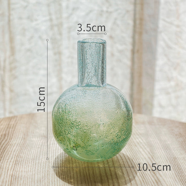 Gradient Green Bubble Glass Art Vase