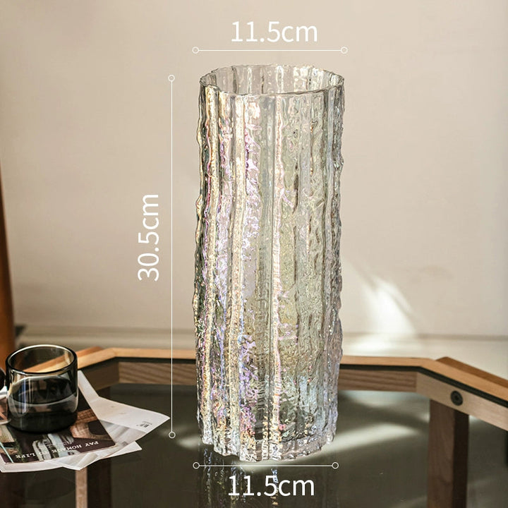 Glacier Textured Transparent Glass Vase