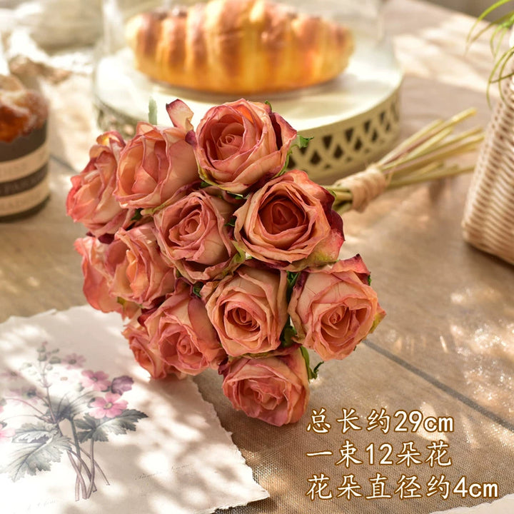 Vintage Terracotta Burnt Orange Mini Rose Bouquet for Wedding and Home Décor