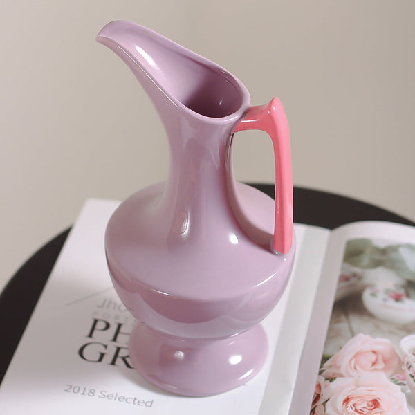 Contrast Color Vintage Milk Jug Vase