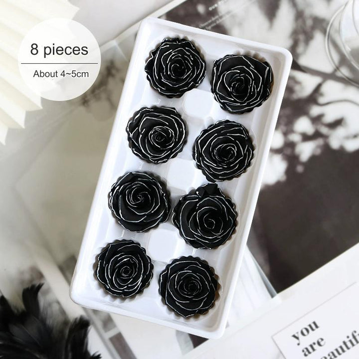 White Preserved Roses with Black Trim – 2-6CM DIY Bouquet Craft Kit