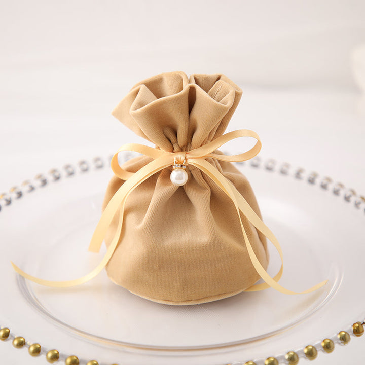 Velvet Drawstring Round Gift Bag Pack 20 (10.5x10.5x14cm)