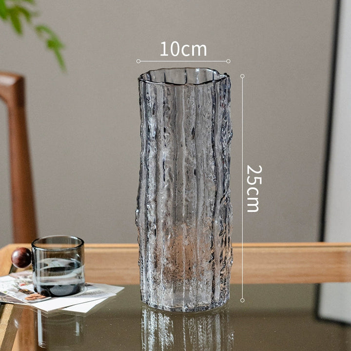 Glacier Textured Transparent Glass Vase