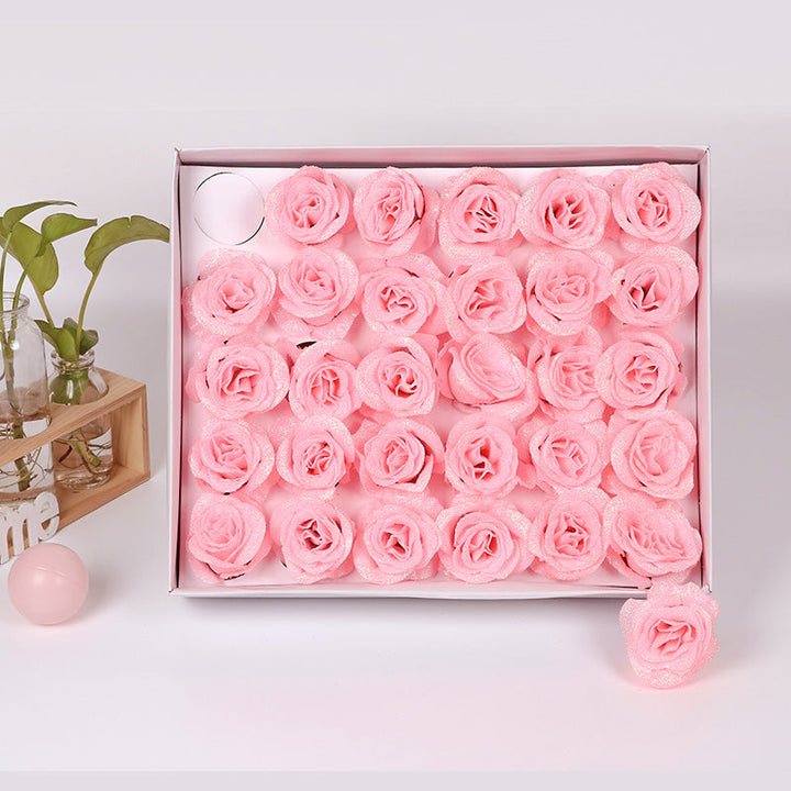 30PCS Glittering Artificial Rose Flower Head for DIY Decoration 2.3in is a perfect addition to your decorative floral collection.