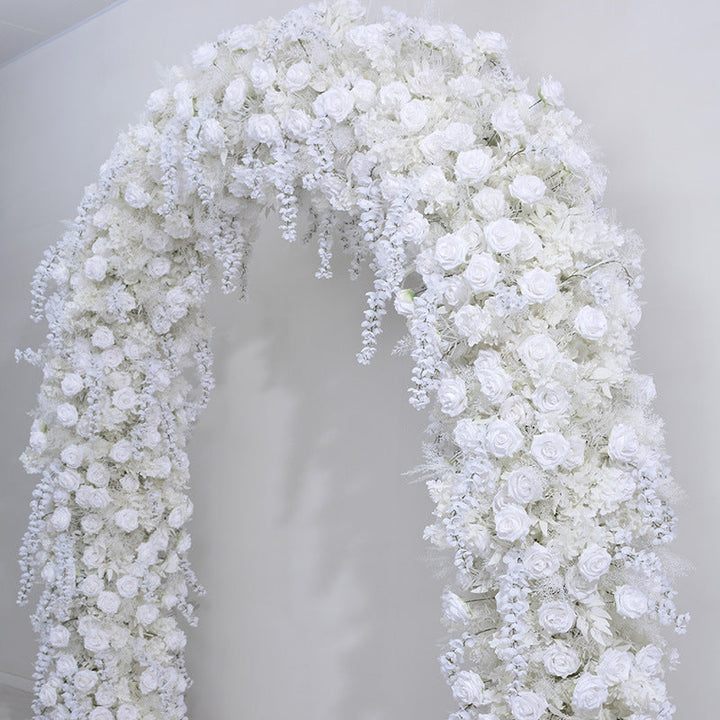 Flowers Arch Set Blossom White Roses for Wedding Event Decoration Proposal Decor