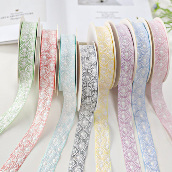 Embossed Double Face Floral Ribbon (25mmx10Yd)