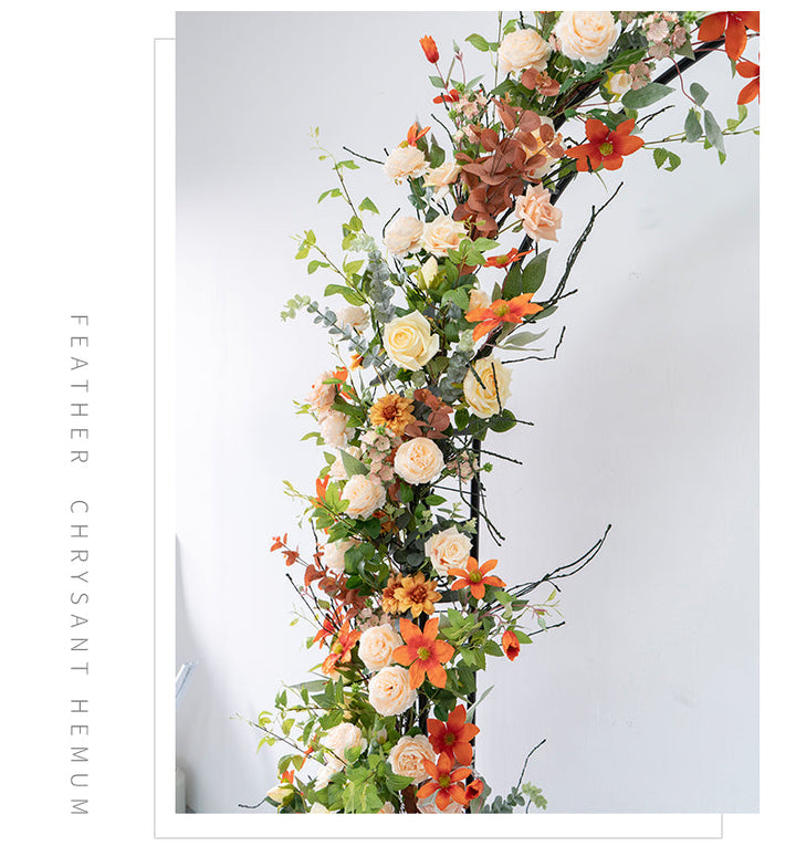 Fall Orange Flower Arch Set  for Wedding Party Decor Proposal