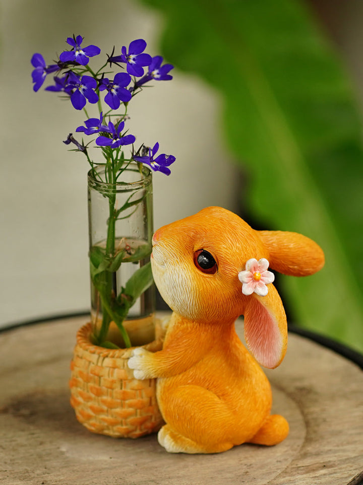 Resin Rabbit Glass Test Tube Vase