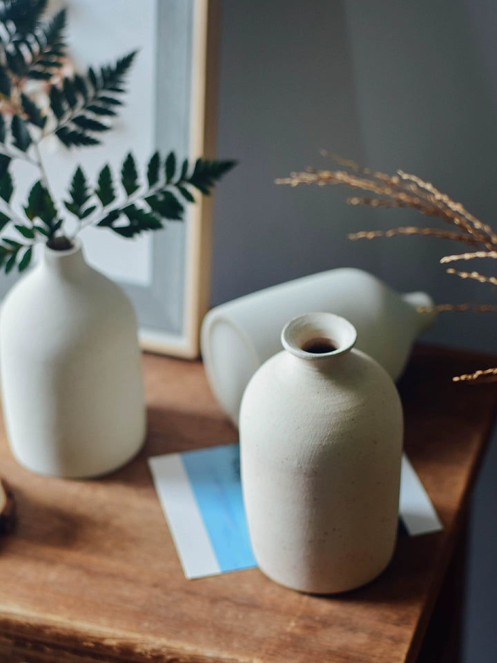 Minimalist Ceramic Bud Vases for Flowers, Small Modern Home Decor