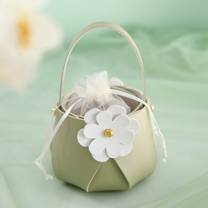 Flower Leather Party Favor Bags Pack 20 (8.5x8.5x15cm)