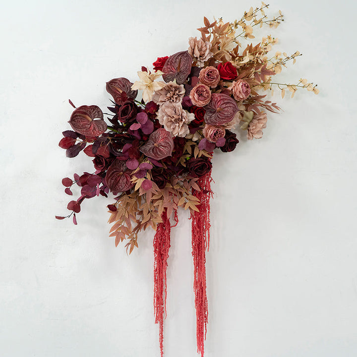 Dark Claret Wall Hanging Flower Set for Wedding Party Decor Proposal