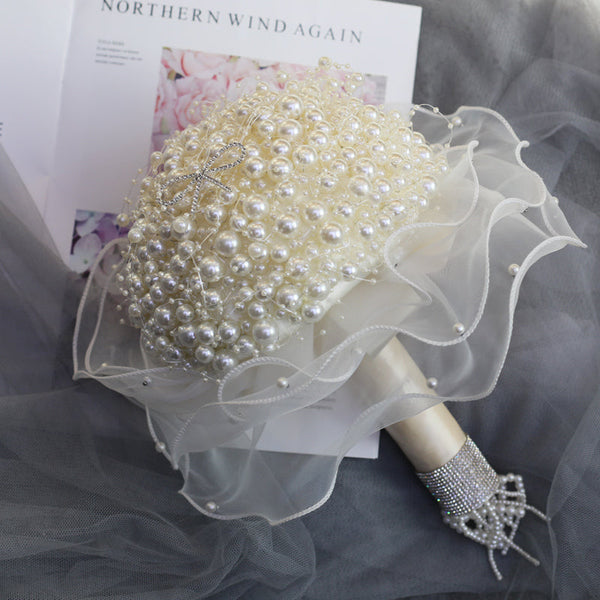 Handcrafted Round Pearl Bridal Bouquet
