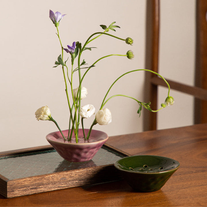 Japanese Ikebana Vase with Holes for Flowers